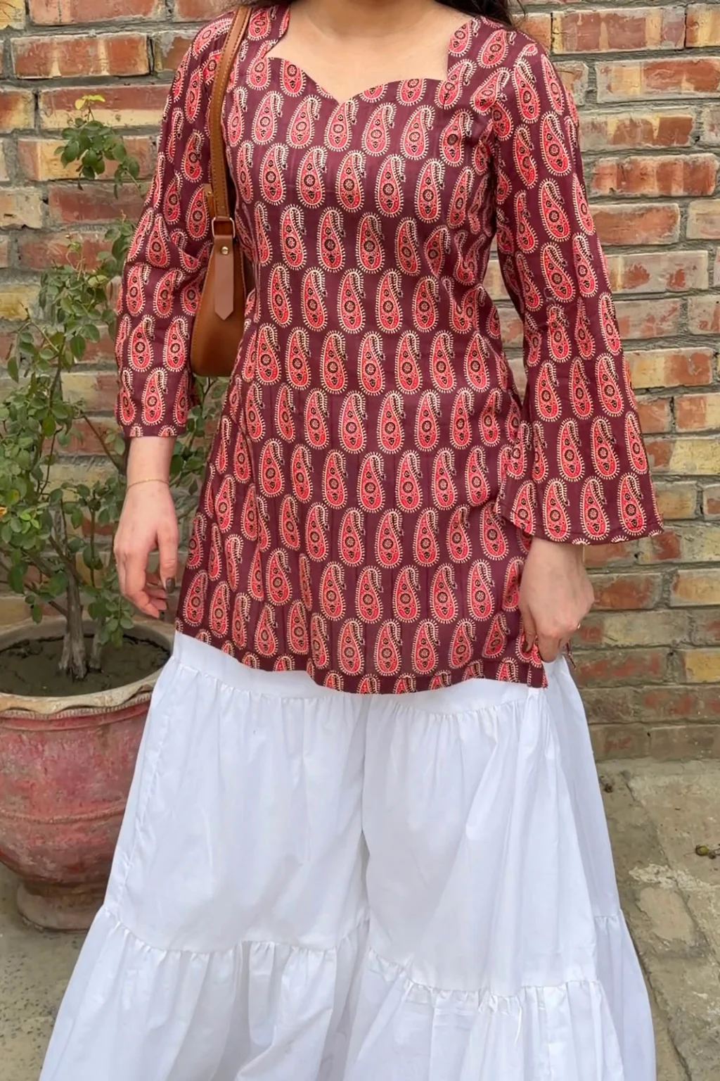 MAROON MUGHAL CORSET KURTI